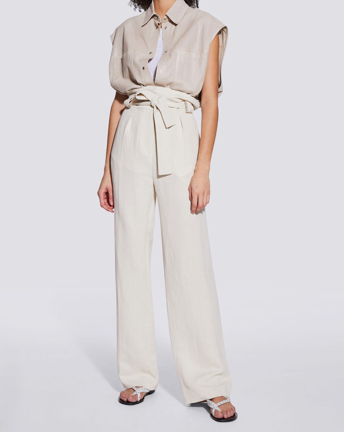 ACANTHI OVERSIZED SLEEVELESS LEATHER SHIRT image number null